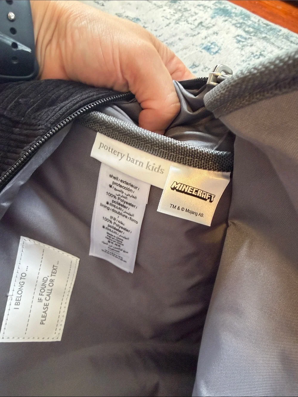 Pottery Barn Kids Black Backpack with Bright Pink Pixel Accents